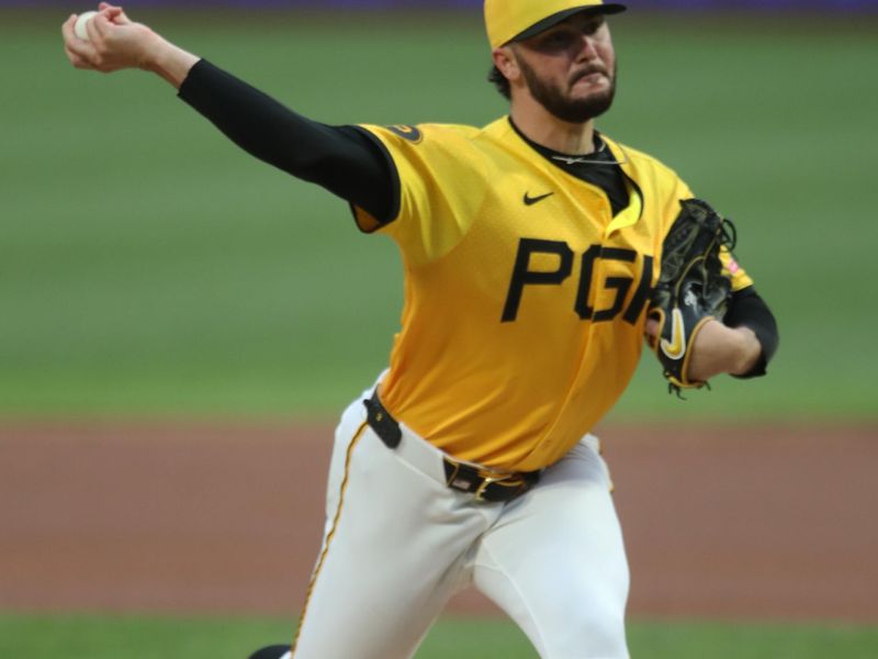 May 23, 2025; Pittsburgh, Pennsylvania, USA;  Pittsburgh Pirates starting pitcher Paul Skenes (30) pitches against the Milwaukee Brewers during the second inning at PNC Park. Mandatory Credit: Charles LeClaire-Imagn Images