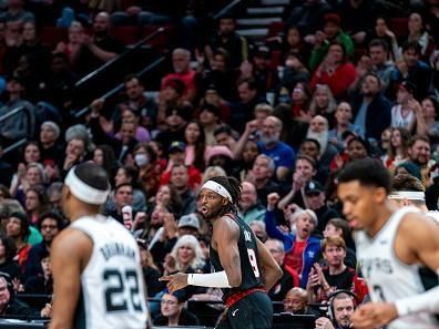 PORTLAND, OR - DECEMBER 29:  Jerami Grant #9 of the Portland Trail Blazers looks on during the game on December 29, 2023 at the Moda Center Arena in Portland, Oregon. NOTE TO USER: User expressly acknowledges and agrees that, by downloading and or using this photograph, user is consenting to the terms and conditions of the Getty Images License Agreement. Mandatory Copyright Notice: Copyright 2023 NBAE (Photo by Tyler Ross/NBAE via Getty Images)