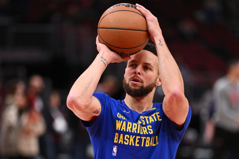 CHICAGO, ILLINOIS - JANUARY 12:  Stephen Curry #30 of the Golden State Warriors warms up before a game against the Chicago Bulls on January 12, 2024 at United Center in Chicago, Illinois.   NOTE TO USER: User expressly acknowledges and agrees that, by downloading and or using this photograph, User is consenting to the terms and conditions of the Getty Images License Agreement.  (Photo by Jamie Sabau/Getty Images)