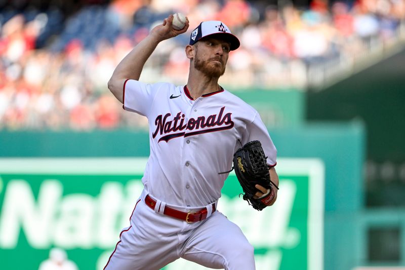 Apr 15, 2023; Washington, District of Columbia, USA; Washington Nationals starting pitcher Chad Kuhl (26) throws to the Cleveland Guardians during the first inning at Nationals Park. Mandatory Credit: Brad Mills-USA TODAY Sports