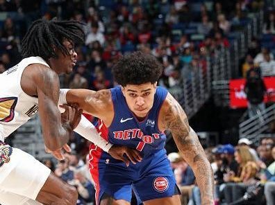 NEW ORLEANS, LA - NOVEMBER 2: Killian Hayes #7 of the Detroit Pistons drives to the basket during the game against the New Orleans Pelicans on November 2, 2023 at the Smoothie King Center in New Orleans, Louisiana. NOTE TO USER: User expressly acknowledges and agrees that, by downloading and or using this Photograph, user is consenting to the terms and conditions of the Getty Images License Agreement. Mandatory Copyright Notice: Copyright 2023 NBAE (Photo by Layne Murdoch Jr./NBAE via Getty Images)