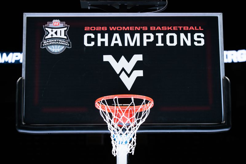 Mar 8, 2026; Kansas City, MO, USA; Digital backboard after the game between the West Virginia Mountaineers and the TCU Horned Frogs at T-Mobile Center. Mandatory Credit: William Purnell-Imagn Images