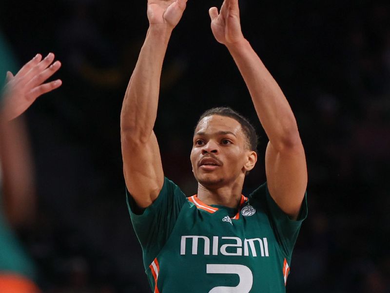 Jan 4, 2023; Atlanta, Georgia, USA; Miami Hurricanes guard Isaiah Wong (2) shoots against the Georgia Tech Yellow Jackets in the first half at McCamish Pavilion. Mandatory Credit: Brett Davis-USA TODAY Sports