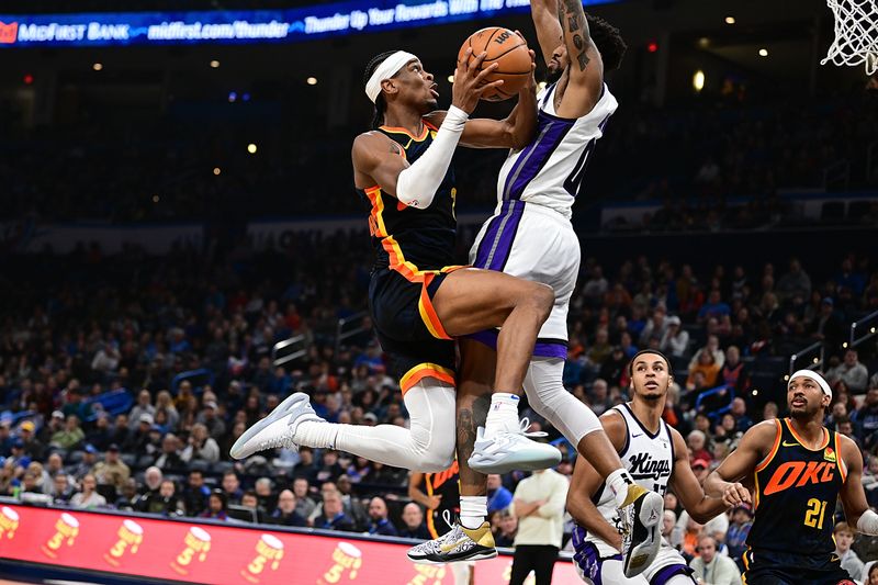 OKLAHOMA CITY, OKLAHOMA - FEBRUARY 11: Shai Gilgeous-Alexander #2 of the Oklahoma City Thunder goes up for a shot during the first half against the Sacramento Kings at Paycom Center on February 11, 2024 in Oklahoma City, Oklahoma. NOTE TO USER: User expressly acknowledges and agrees that, by downloading and or using this Photograph, user is consenting to the terms and conditions of the Getty Images License Agreement. (Photo by Joshua Gateley/Getty Images)