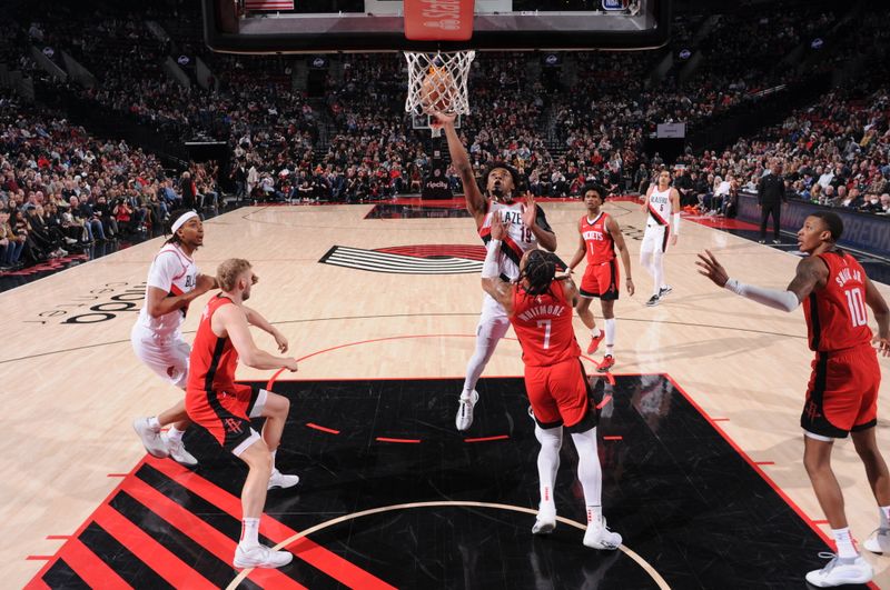 PORTLAND, OR - MARCH 8:  Ashton Hagans #19 of the Portland Trail Blazers goes to the basket during the game on March 8, 2024 at the Moda Center Arena in Portland, Oregon. NOTE TO USER: User expressly acknowledges and agrees that, by downloading and or using this photograph, user is consenting to the terms and conditions of the Getty Images License Agreement. Mandatory Copyright Notice: Copyright 2024 NBAE (Photo by Cameron Browne/NBAE via Getty Images)