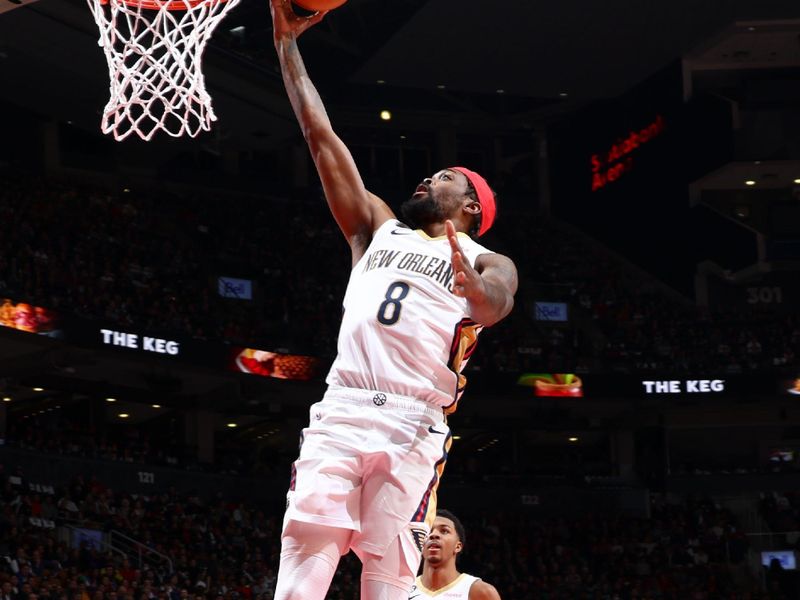 TORONTO, CANADA - FEBRUARY 23: Naji Marshall #8 of the New Orleans Pelicans goes to the basket against the Toronto Raptors on February 23, 2023 at the Scotiabank Arena in Toronto, Ontario, Canada.  NOTE TO USER: User expressly acknowledges and agrees that, by downloading and or using this Photograph, user is consenting to the terms and conditions of the Getty Images License Agreement.  Mandatory Copyright Notice: Copyright 2023 NBAE (Photo by Vaughn Ridley/NBAE via Getty Images)