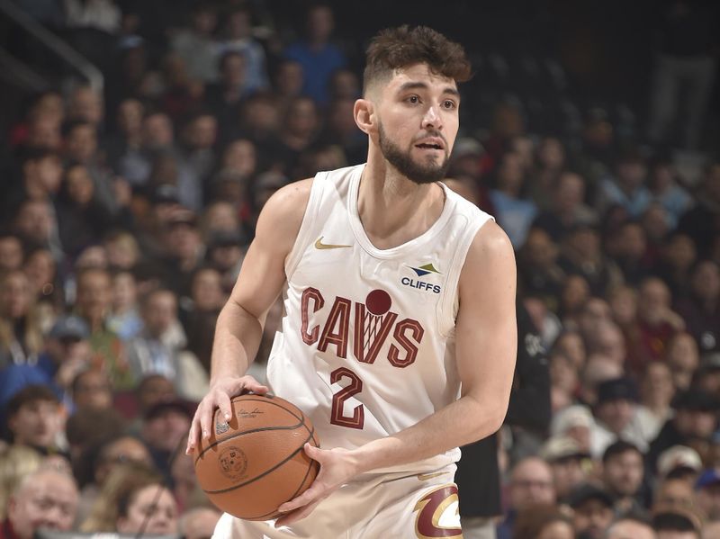 CLEVELAND, OH - JANUARY 27: Ty Jerome #2 of the Cleveland Cavaliers handles the ball during the game against the Detroit Pistons on January 27, 2025 at Rocket Mortgage FieldHouse in Cleveland, Ohio. NOTE TO USER: User expressly acknowledges and agrees that, by downloading and/or using this Photograph, user is consenting to the terms and conditions of the Getty Images License Agreement. Mandatory Copyright Notice: Copyright 2025 NBAE (Photo by David Liam Kyle/NBAE via Getty Images)