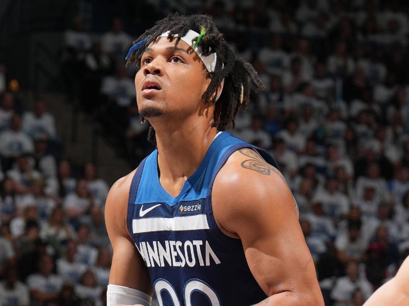 MINNEAPOLIS, MN -  MAY 24: Terrence Shannon Jr. #00 of the Minnesota Timberwolves shoots a free throw during the game against the Oklahoma City Thunder during Game 3 of the 2025 NBA Western Conference Finals on May 24, 2025 at Target Center in Minneapolis, Minnesota. NOTE TO USER: User expressly acknowledges and agrees that, by downloading and or using this Photograph, user is consenting to the terms and conditions of the Getty Images License Agreement. Mandatory Copyright Notice: Copyright 2025 NBAE (Photo by Jesse D. Garrabrant/NBAE via Getty Images)