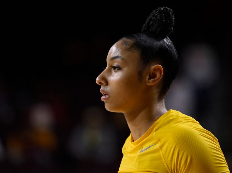 Mar 25, 2024; Los Angeles, CA, USA; USC Trojans guard JuJu Watkins during pregame warmups before playing the Kansas Jayhawks at an NCAA Women’s Tournament 2nd round game at Galen Center. Mandatory Credit: Robert Hanashiro-USA TODAY Sports