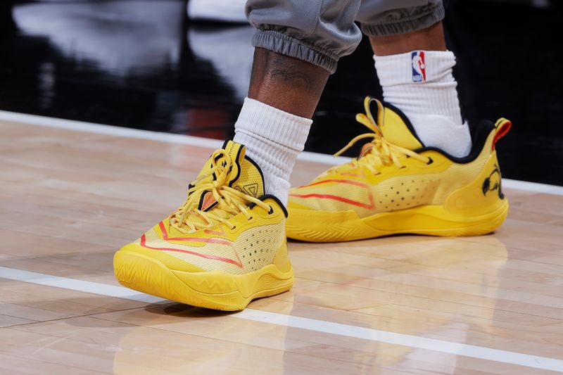 SACRAMENTO, CA - MARCH 19:   The sneakers worn by Malik Monk #0 of the Sacramento Kings before the game against the Cleveland Cavaliers  on March 19, 2025 at Golden 1 Center in Sacramento, California. NOTE TO USER: User expressly acknowledges and agrees that, by downloading and or using this Photograph, user is consenting to the terms and conditions of the Getty Images License Agreement. Mandatory Copyright Notice: Copyright 2025 NBAE (Photo by Rocky Widner/NBAE via Getty Images)