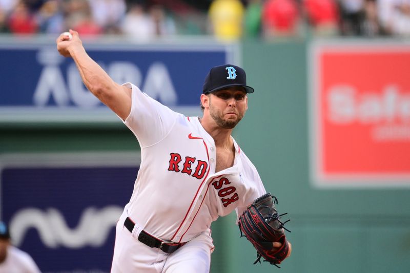 Jun 16, 2024; Boston, Massachusetts, USA; Boston Red Sox starting pitcher Kutter Crawford (50) pitches against the New York Yankees during the first inning at Fenway Park. Mandatory Credit: Eric Canha-USA TODAY Sports