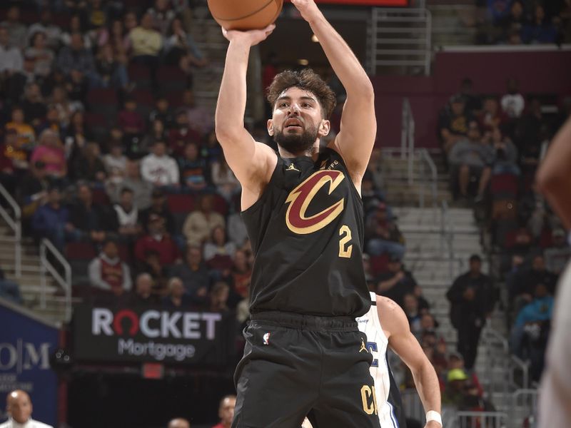 CLEVELAND, OH - NOVEMBER 1: Ty Jerome #2 of the Cleveland Cavaliers shoots the ball during the game against the Orlando Magic on November 1, 2024 at Rocket Mortgage FieldHouse in Cleveland, Ohio. NOTE TO USER: User expressly acknowledges and agrees that, by downloading and/or using this Photograph, user is consenting to the terms and conditions of the Getty Images License Agreement. Mandatory Copyright Notice: Copyright 2024 NBAE (Photo by David Liam Kyle/NBAE via Getty Images)