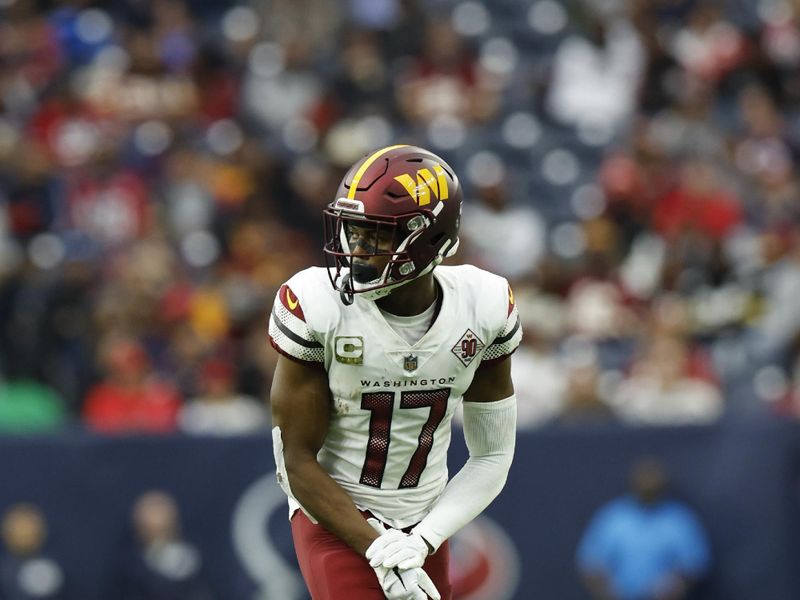 Washington Commanders wide receiver Terry McLaurin (17) lines up for the snap during an NFL game against the Houston Texans on Sunday, November 20, 2022, in Houston. (AP Photo/Matt Patterson)