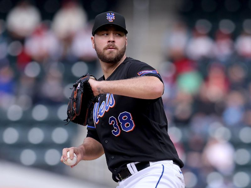 Sep 30, 2023; New York City, New York, USA; New York Mets starting pitcher Tylor Megill (38) pitches against the Philadelphia Phillies during the first inning at Citi Field. Mandatory Credit: Brad Penner-USA TODAY Sports