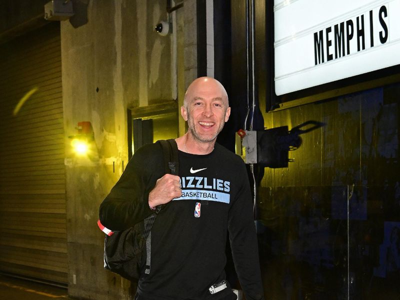 LOS ANGELES, CA - JANUARY 5: Assistant Coach Blake Ahearn of the Memphis Grizzlies arrives to the arena before the game against the Los Angeles Lakers on January 5, 2024 at Crypto.Com Arena in Los Angeles, California. NOTE TO USER: User expressly acknowledges and agrees that, by downloading and/or using this Photograph, user is consenting to the terms and conditions of the Getty Images License Agreement. Mandatory Copyright Notice: Copyright 2024 NBAE (Photo by Adam Pantozzi/NBAE via Getty Images)