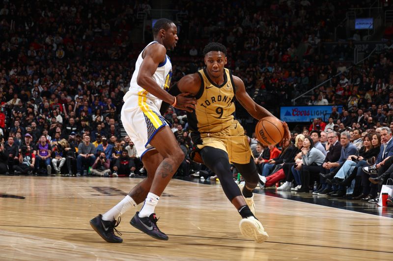 TORONTO, CANADA - MARCH 1: RJ Barrett #9 of the Toronto Raptors goes to the basket during the game on March 1, 2024 at the Scotiabank Arena in Toronto, Ontario, Canada.  NOTE TO USER: User expressly acknowledges and agrees that, by downloading and or using this Photograph, user is consenting to the terms and conditions of the Getty Images License Agreement.  Mandatory Copyright Notice: Copyright 2024 NBAE (Photo by Vaughn Ridley/NBAE via Getty Images)