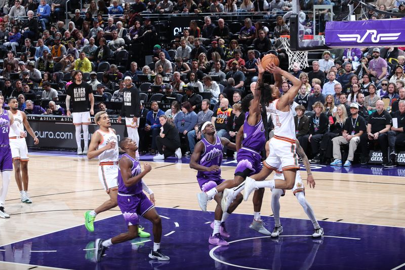 SALT LAKE CITY, UT - FEBRUARY 25: Devin Vassell #24 of the San Antonio Spurs shoots the ball during the game against the Utah Jazz on February 25, 2024 at vivint.SmartHome Arena in Salt Lake City, Utah. NOTE TO USER: User expressly acknowledges and agrees that, by downloading and or using this Photograph, User is consenting to the terms and conditions of the Getty Images License Agreement. Mandatory Copyright Notice: Copyright 2024 NBAE (Photo by Melissa Majchrzak/NBAE via Getty Images)