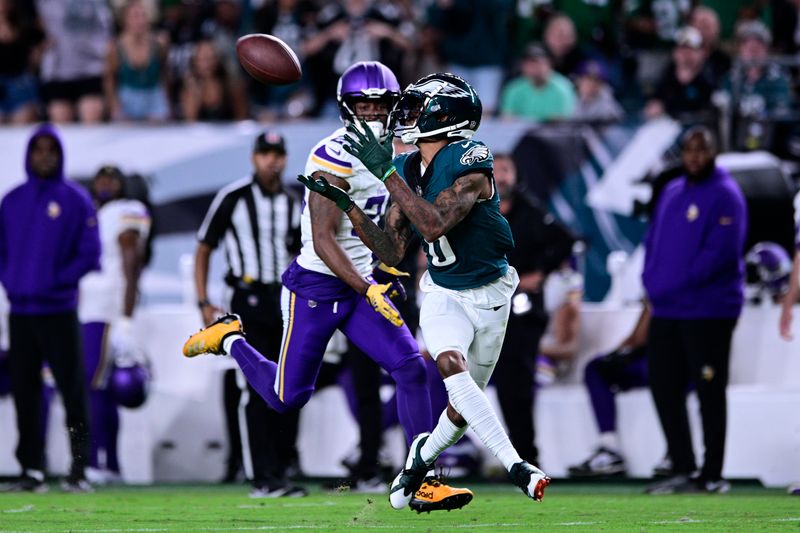 Philadelphia Eagles' DeVonta Smith (6) during an NFL football game against the Minnesota Vikings, Thursday, Sept. 14, 2023, in Philadelphia. (AP Photo/Derik Hamilton)