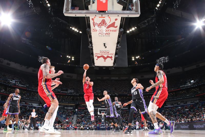 NEW ORLEANS, LA - DECEMBER 12: CJ McCollum #3 of the New Orleans Pelicans shoots the ball during the game against the Sacramento Kings on December 12, 2024 at the Smoothie King Center in New Orleans, Louisiana. NOTE TO USER: User expressly acknowledges and agrees that, by downloading and or using this Photograph, user is consenting to the terms and conditions of the Getty Images License Agreement. Mandatory Copyright Notice: Copyright 2024 NBAE (Photo by Layne Murdoch Jr./NBAE via Getty Images)