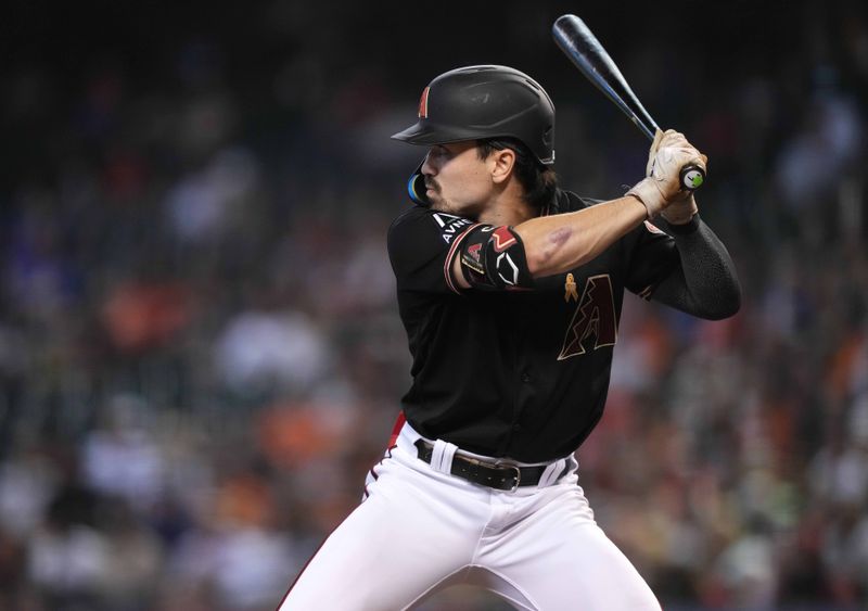 Sep 3, 2023; Phoenix, Arizona, USA; Arizona Diamondbacks right fielder Corbin Carroll (7) bats against the Baltimore Orioles at Chase Field. Mandatory Credit: Joe Camporeale-USA TODAY Sports