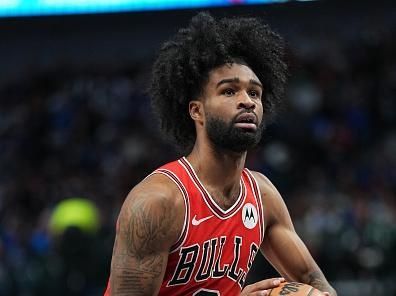 DALLAS, TX - NOVEMBER 1: Coby White #0 of the Chicago Bulls shoots a free throw during the game against the Dallas Mavericks on November 1, 2023 at the American Airlines Center in Dallas, Texas. NOTE TO USER: User expressly acknowledges and agrees that, by downloading and or using this photograph, User is consenting to the terms and conditions of the Getty Images License Agreement. Mandatory Copyright Notice: Copyright 2023 NBAE (Photo by Glenn James/NBAE via Getty Images)