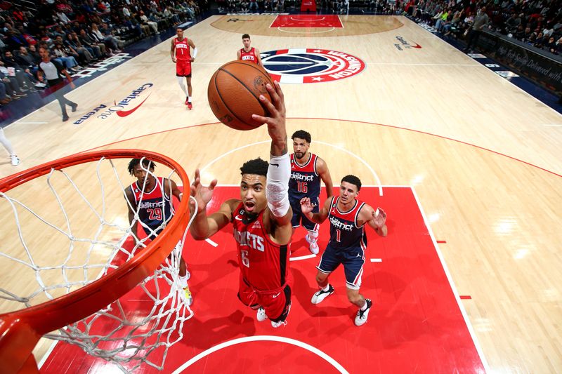 WASHINGTON, DC -? APRIL 9: Kenyon Martin Jr. #6 of the Houston Rockets drives to the basket against the Washington Wizards on April 9, 2023 at Capital One Arena in Washington, DC. NOTE TO USER: User expressly acknowledges and agrees that, by downloading and or using this Photograph, user is consenting to the terms and conditions of the Getty Images License Agreement. Mandatory Copyright Notice: Copyright 2023 NBAE (Photo by Stephen Gosling/NBAE via Getty Images)