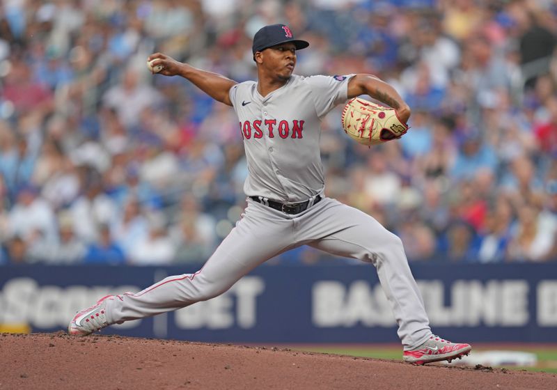 Jun 19, 2024; Toronto, Ontario, CAN; Boston Red Sox starting pitcher Brayan Bello (66) throws a pitch against the Toronto Blue Jays during the first inning at Rogers Centre. Mandatory Credit: Nick Turchiaro-USA TODAY Sports