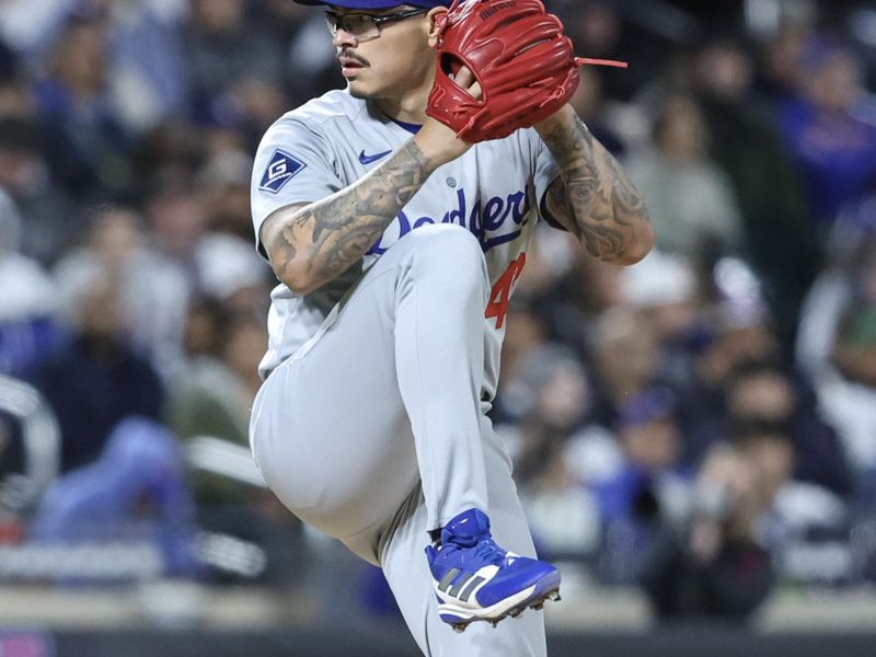 May 24, 2025; New York City, New York, USA;  Los Angeles Dodgers relief pitcher Anthony Banda (43) pitches in the sixth inning against the New York Mets at Citi Field. Mandatory Credit: Wendell Cruz-Imagn Images