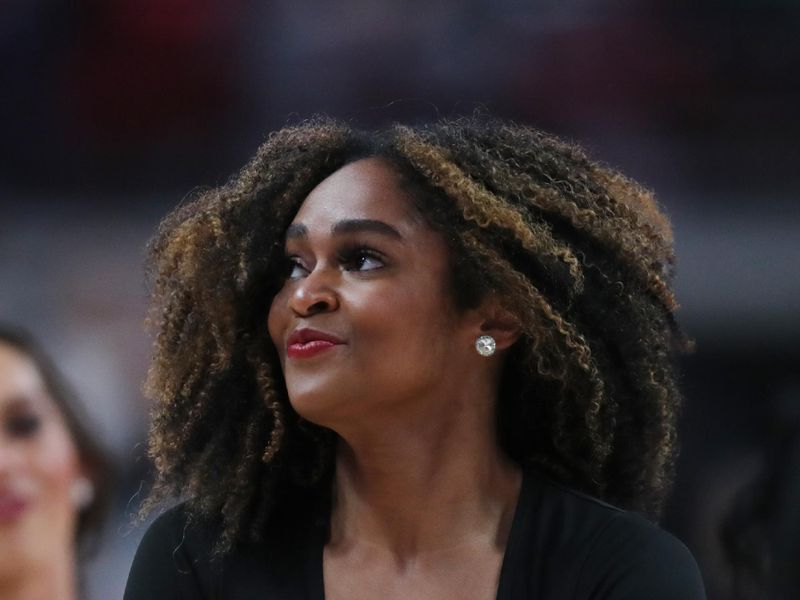 Jan 20, 2024; Lubbock, Texas, USA;  A Texas Tech Red Raiders pom squad member on the court in the second half during the game between the Texas Tech Red Raiders and the Brigham Young Cougars at United Supermarkets Arena. Mandatory Credit: Michael C. Johnson-USA TODAY Sports