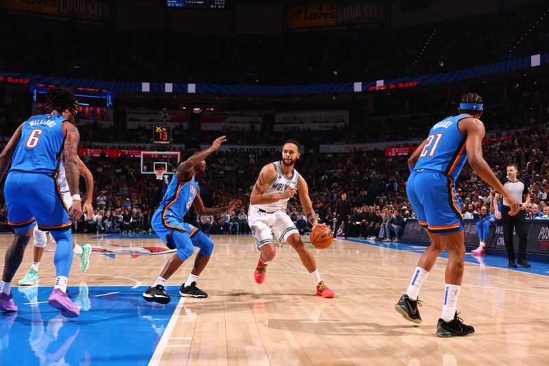 OKLAHOMA CITY, OK - JANUARY 29: Kyle Anderson #1 of the Minnesota Timberwolves handles the ball during the game against the Oklahoma City Thunder on January 29, 2024 at Paycom Arena in Oklahoma City, Oklahoma. NOTE TO USER: User expressly acknowledges and agrees that, by downloading and or using this photograph, User is consenting to the terms and conditions of the Getty Images License Agreement. Mandatory Copyright Notice: Copyright 2024 NBAE (Photo by Zach Beeker/NBAE via Getty Images)