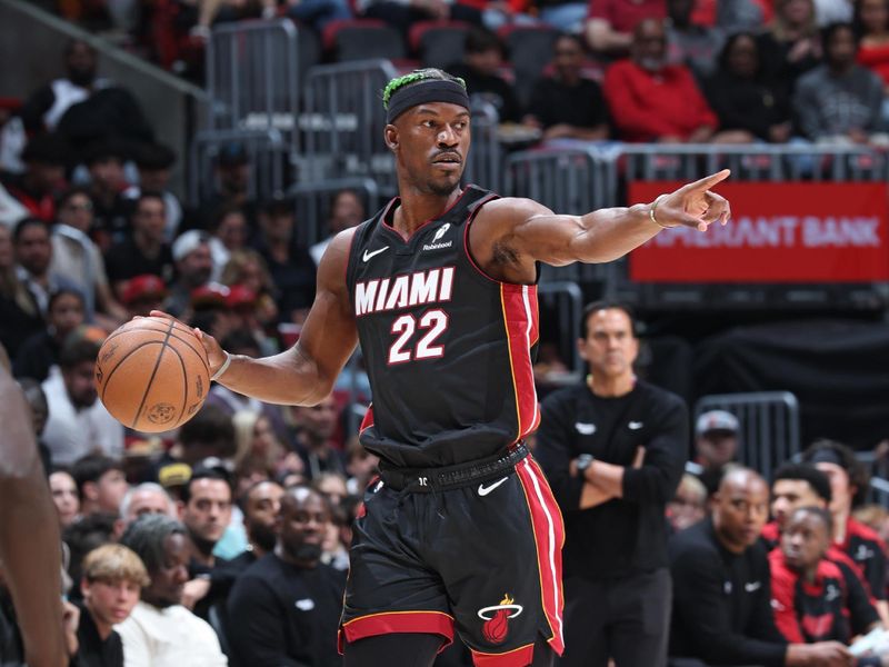 MIAMI, FL - JANUARY 02: Jimmy Butler #22 of the Miami Heat looks on during the game against the Indiana Pacers on January 02, 2024 at Kaseya Center in Miami, Florida. NOTE TO USER: User expressly acknowledges and agrees that, by downloading and or using this Photograph, user is consenting to the terms and conditions of the Getty Images License Agreement. Mandatory Copyright Notice: Copyright 2024 NBAE (Photo by Jeff Haynes/NBAE via Getty Images)