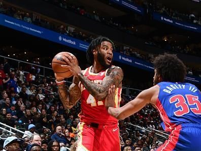 ATLANTA, GA - DECEMBER 18: Saddiq Bey #41 of the Atlanta Hawks handles the ball during the game  on December 18, 2023 at State Farm Arena in Atlanta, Georgia.  NOTE TO USER: User expressly acknowledges and agrees that, by downloading and/or using this Photograph, user is consenting to the terms and conditions of the Getty Images License Agreement. Mandatory Copyright Notice: Copyright 2023 NBAE (Photo by Scott Cunningham/NBAE via Getty Images)