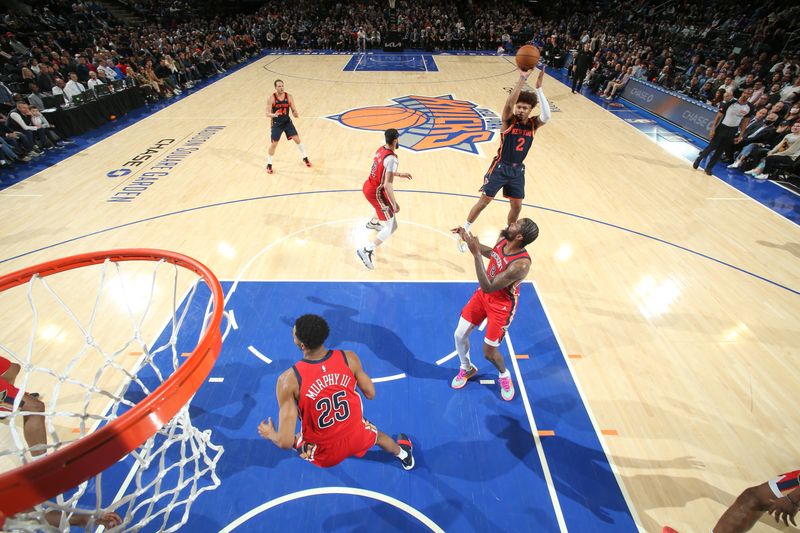 NEW YORK, NY - FEBRUARY 27:  Miles McBride #2 of the New York Knicks shoots the ball during the game  on February 27, 2024 at Madison Square Garden in New York City, New York.  NOTE TO USER: User expressly acknowledges and agrees that, by downloading and or using this photograph, User is consenting to the terms and conditions of the Getty Images License Agreement. Mandatory Copyright Notice: Copyright 2024 NBAE  (Photo by Nathaniel S. Butler/NBAE via Getty Images)