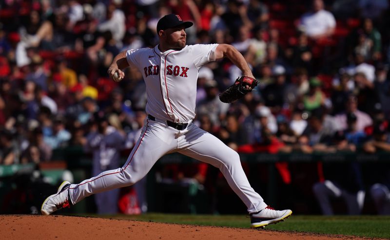May 8, 2025; Boston, Massachusetts, USA; Boston Red Sox pitcher Liam Hendriks (31) throws a pitch against the Texas Rangers in the ninth inning at Fenway Park. Mandatory Credit: David Butler II-Imagn Images