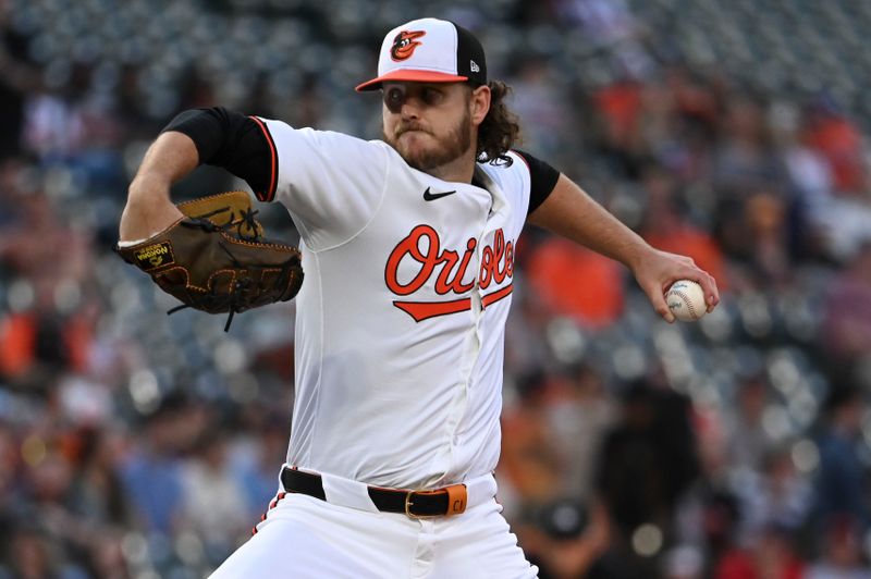 Apr 15, 2024; Baltimore, Maryland, USA;  Baltimore Orioles pitcher Cole Irvin  throws a second inning pitch against the Minnesota Twins at Oriole Park at Camden Yards. Mandatory Credit: Tommy Gilligan-USA TODAY Sports