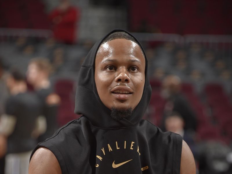 CLEVELAND, OH - MARCH 16: Isaac Okoro #35 of the Cleveland Cavaliers warms up before the game against the Orlando Magic on March 16, 2025 at Rocket Arena in Cleveland, Ohio. NOTE TO USER: User expressly acknowledges and agrees that, by downloading and/or using this Photograph, user is consenting to the terms and conditions of the Getty Images License Agreement. Mandatory Copyright Notice: Copyright 2025 NBAE (Photo by David Liam Kyle/NBAE via Getty Images)