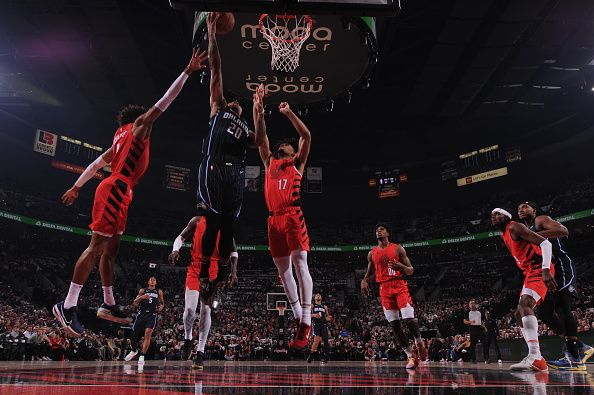 PORTLAND, OR - OCTOBER 27: Markelle Fultz #20 of the Orlando Magic shoots the ball during the game against the Portland Trail Blazers on October 27, 2023 at the Moda Center Arena in Portland, Oregon. NOTE TO USER: User expressly acknowledges and agrees that, by downloading and or using this photograph, user is consenting to the terms and conditions of the Getty Images License Agreement. Mandatory Copyright Notice: Copyright 2023 NBAE (Photo by Cameron Browne/NBAE via Getty Images)