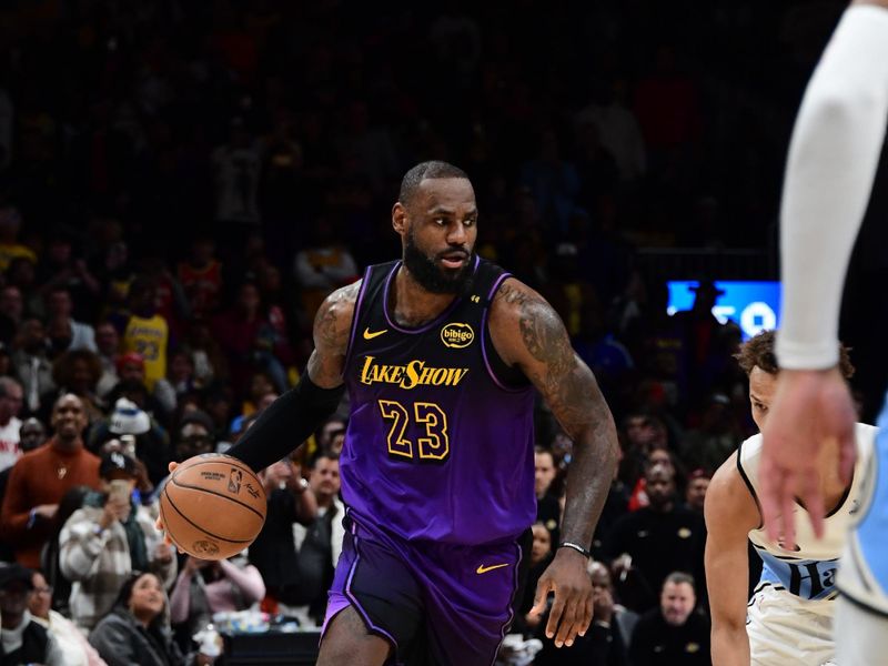 ATLANTA, GA - DECEMBER 6: LeBron James #23 of the Los Angeles Lakers handles the ball during the game against the Atlanta Hawks on December 6, 2024 at State Farm Arena in Atlanta, Georgia.  NOTE TO USER: User expressly acknowledges and agrees that, by downloading and/or using this Photograph, user is consenting to the terms and conditions of the Getty Images License Agreement. Mandatory Copyright Notice: Copyright 2024 NBAE (Photo by Scott Cunningham/NBAE via Getty Images)