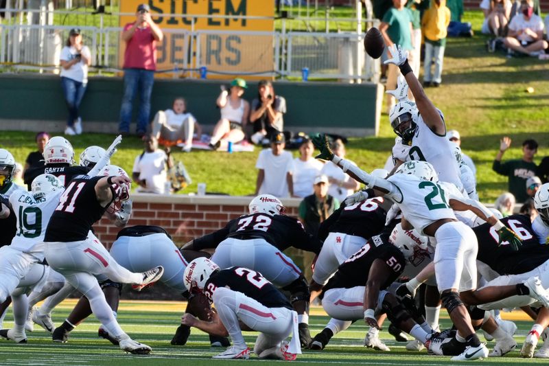 Nov 4, 2023; Waco, Texas, USA;  Houston Cougars kicker Jack Martin (41) misses on a field goal attempt against the Baylor Bears during the second half at McLane Stadium. Mandatory Credit: Chris Jones-USA TODAY Sports