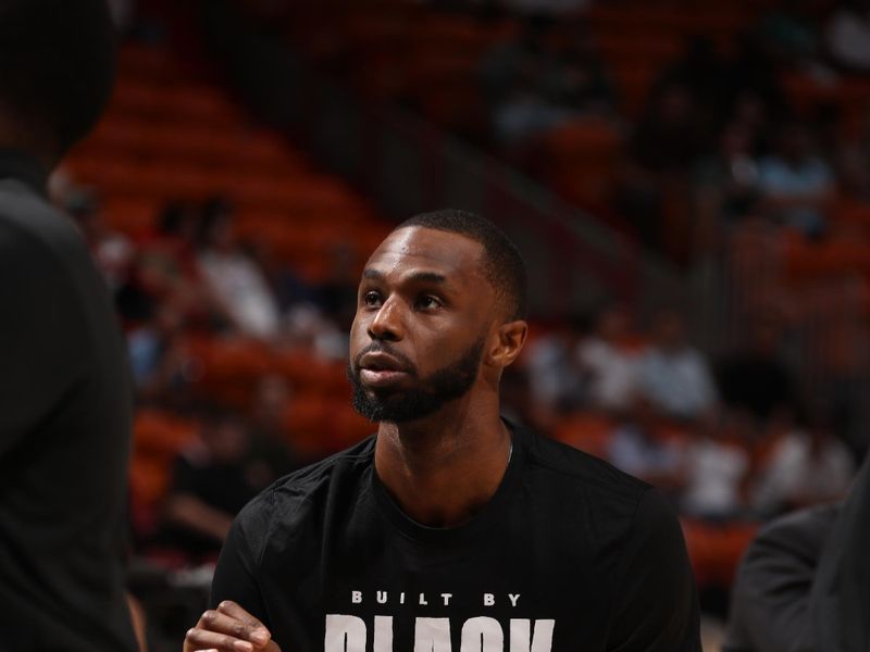 MIAMI, FL - FEBRUARY 10:  Andrew Wiggins #22 of the Miami Heat warms up before the game against the Boston Celtics on February 10, 2025 at Kaseya Center in Miami, Florida. NOTE TO USER: User expressly acknowledges and agrees that, by downloading and or using this Photograph, user is consenting to the terms and conditions of the Getty Images License Agreement. Mandatory Copyright Notice: Copyright 2025 NBAE (Photo by Issac Baldizon/NBAE via Getty Images)