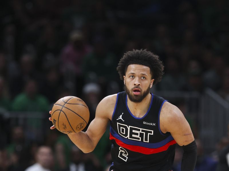 BOSTON, MA - DECEMBER 12: Cade Cunningham #2 of the Detroit Pistons dribbles the ball during a game against the Boston Celtics at TD Garden on December 12, 2024 in Boston, Massachusetts. NOTE TO USER: User expressly acknowledges and agrees that, by downloading and or using this photograph, User is consenting to the terms and conditions of the Getty Images License Agreement. (Photo by Adam Glanzman/Getty Images)