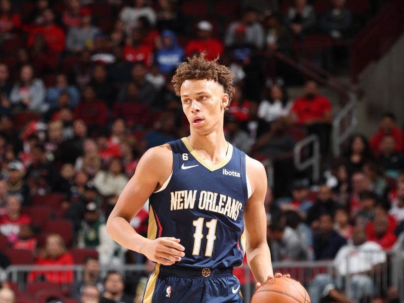 CHICAGO, IL - OCTOBER 4: Dyson Daniels #11 of the New Orleans Pelicans dribbles the ball during the game against the Chicago Bulls on October 4, 2022 at United Center in Chicago, Illinois. NOTE TO USER: User expressly acknowledges and agrees that, by downloading and or using this photograph, User is consenting to the terms and conditions of the Getty Images License Agreement. Mandatory Copyright Notice: Copyright 2022 NBAE (Photo by Jeff Haynes/NBAE via Getty Images)