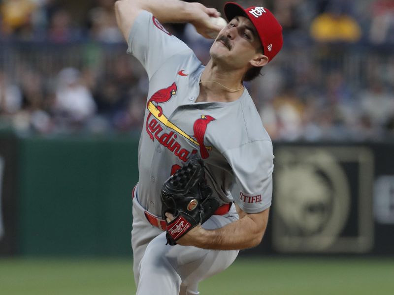 Jul 2, 2024; Pittsburgh, Pennsylvania, USA;  St. Louis Cardinals relief pitcher Ryan Fernandez (64) pitches against the Pittsburgh Pirates during the sixth inning at PNC Park. Mandatory Credit: Charles LeClaire-USA TODAY Sports