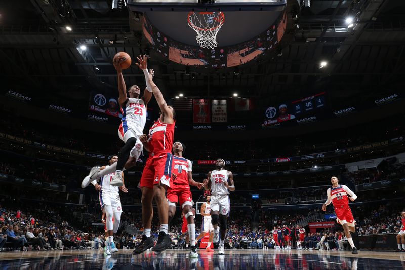 WASHINGTON, DC -? NOVEMBER 17: Jaden Ivey #23 of the Detroit Pistons drives to the basket during the game against the Washington Wizards on November 17, 2024 at Capital One Arena in Washington, DC. NOTE TO USER: User expressly acknowledges and agrees that, by downloading and or using this Photograph, user is consenting to the terms and conditions of the Getty Images License Agreement. Mandatory Copyright Notice: Copyright 2024 NBAE (Photo by Stephen Gosling/NBAE via Getty Images)