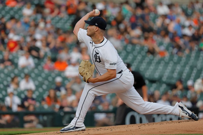 May 13, 2024; Detroit, Michigan, USA;  Detroit Tigers pitcher Matt Manning (25) pitches in the first inning against the Miami Marlins at Comerica Park. Mandatory Credit: Rick Osentoski-USA TODAY Sports