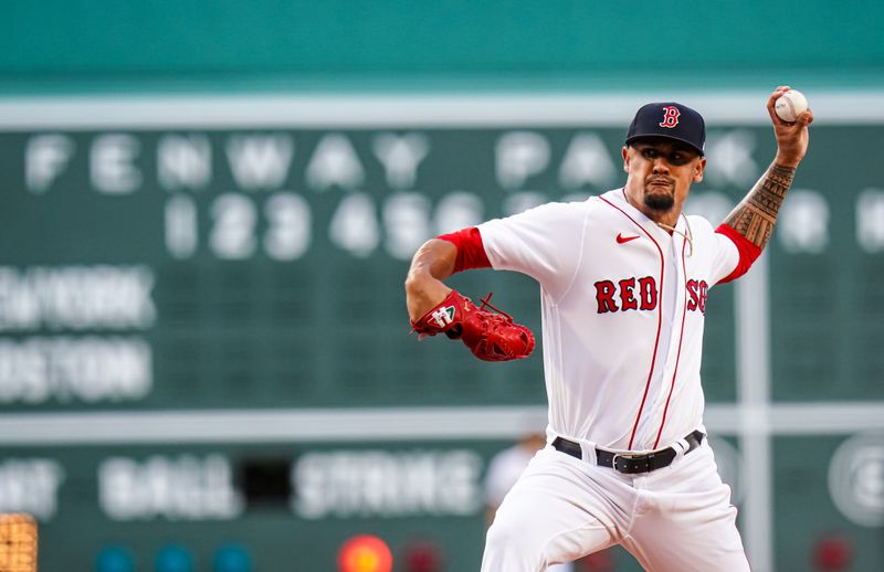 Jul 23, 2023; Boston, Massachusetts, USA; Boston Red Sox starting pitcher Brennan Bernardino (83) throws a pitch against the New York Mets in the first inning at Fenway Park. Mandatory Credit: David Butler II-USA TODAY Sports