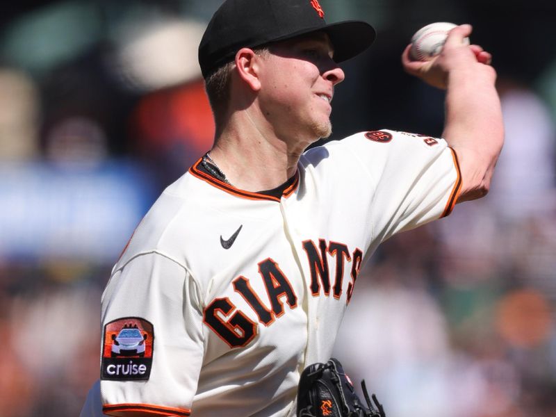 Sep 13, 2023; San Francisco, California, USA; San Francisco Giants starting pitcher Kyle Harrison (45) throws the ball to first base during the third inning against the Cleveland Guardians at Oracle Park. Mandatory Credit: Sergio Estrada-USA TODAY Sports