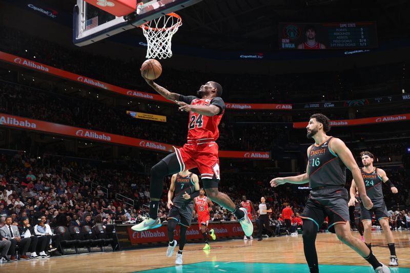 WASHINGTON, DC -? APRIL 12: Javonte Green #24 of the Chicago Bulls shoots the ball during the game against the Washington Wizards on April 12, 2024 at Capital One Arena in Washington, DC. NOTE TO USER: User expressly acknowledges and agrees that, by downloading and or using this Photograph, user is consenting to the terms and conditions of the Getty Images License Agreement. Mandatory Copyright Notice: Copyright 2024 NBAE (Photo by Stephen Gosling/NBAE via Getty Images)