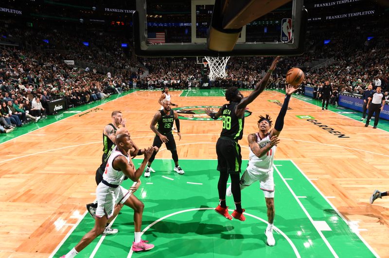 BOSTON, MA - NOVEMBER 25: Jordan Miller #11 of the LA Clippers drives to the basket during the game against the Boston Celtics on November 25, 2024 at TD Garden in Boston, Massachusetts. NOTE TO USER: User expressly acknowledges and agrees that, by downloading and/or using this Photograph, user is consenting to the terms and conditions of the Getty Images License Agreement. Mandatory Copyright Notice: Copyright 2024 NBAE (Photo by Brian Babineau/NBAE via Getty Images)