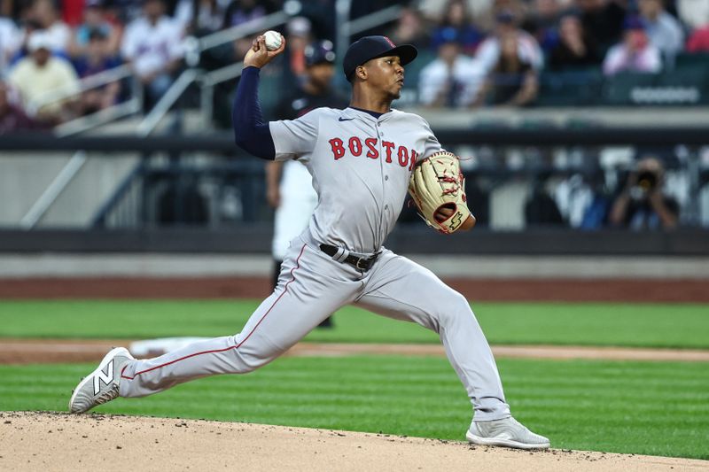 Sep 2, 2024; New York City, New York, USA; Boston Red Sox starting pitcher Brayan Bello (66) pitches in the first inning against the New York Mets at Citi Field. Mandatory Credit: Wendell Cruz-USA TODAY Sports